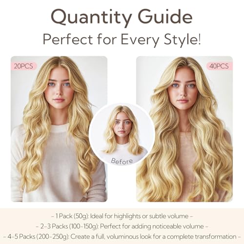 HOTBANANA Tape in Hair Extensions, 22 Inch 20pcs 50g Ombre Walnut Brown to Ash Brown and Bleach Tape in Real Remy Human Hair Extensions Straight