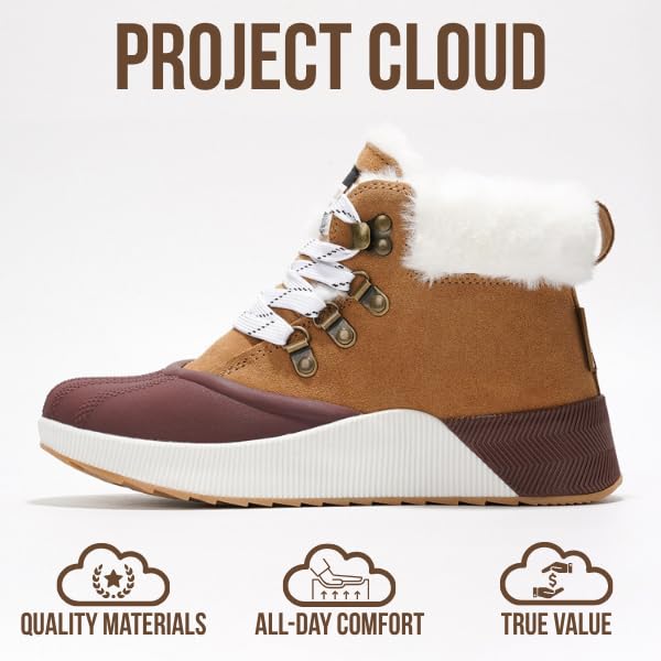 Project Cloud Waterproof Snow Boots for Women - Memory Foam Insole Non-Slip Womens Snow Boots & Winter Shoes (Rhianon)