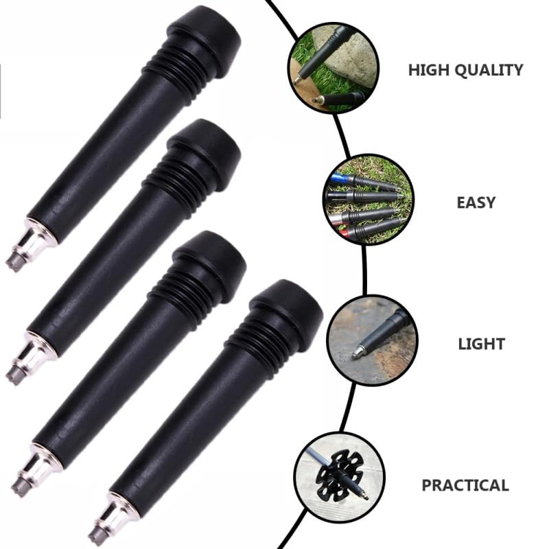 SquEqu 5 Pack Trekking Poles Carbide Tips Replacement Universal Tungsten Steel Rod End Tip for Outdoor Hiking Stick Cane C...
