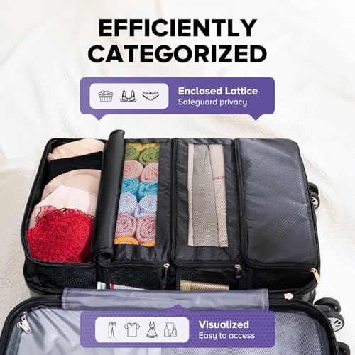 Suitcase Organizer, Travel Luggage Organizer Hanging Shelves Packing Cube Closet/Collapsible Portable Travel Organizer for...
