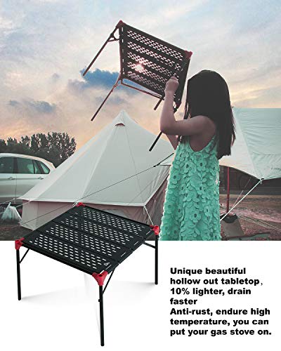 iClimb 1 Extendable Table and 1 Low Folding Chair Bundle, Ultralight Compact for Single Person Outdoor Backpacking Camping...