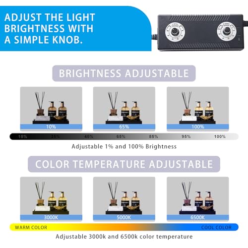 SYSCLOUD Photo Studio Light Box, 20"x20" Professional Photography Photo Light Box with 160 LEDs Lights & 6 Kinds Double-Si...