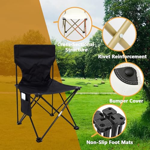 Soulagers Outdoor Camping Chair, Collapsible Chair with Side Pocket and Carry Bag, Folding Chair for Camping, Beach, Picni...