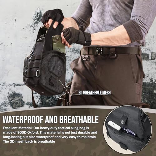 LBlanco Tactical Shoulder Sling Bag Small Outdoor Chest Pack Backpack for Men Traveling, Trekking, Camping, Sling Backpack
