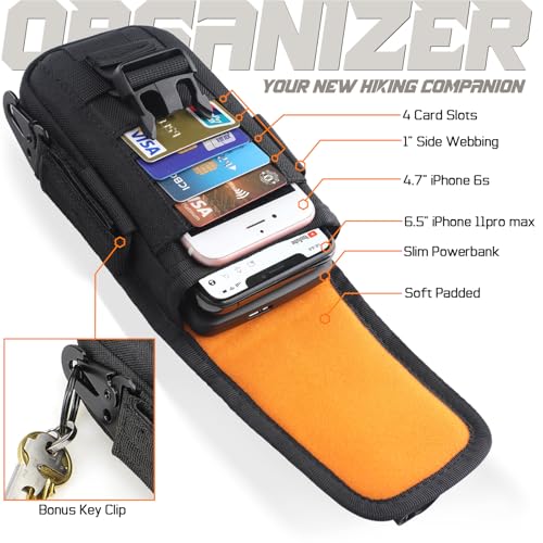 WYNEX Tactical Phone Pouch Molle,Smartphone Holster Bag EDC Utility Cellphone Lock Card Holder Organizer Fit for Waist Bel...