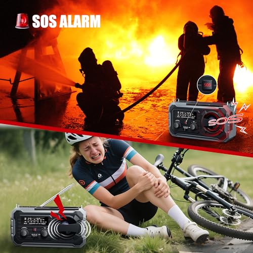 Hand Crank Emergency Radio, 10000mAh Weather Radio with AM/FM/NOAA, Solar Prower, SOS Alarm, Phone Charging, LED Flashligh...