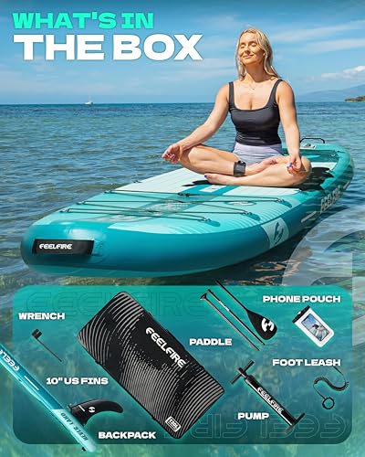 Feelfire 11‘x34 Extra Wide Dual SUP Bundle | 420lbs Capacity | Military-Grade PVC | 11' Inflatable Paddle Boards + Full Ac...