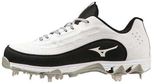 Mizuno Women's 9-Spike Swift 8 Low Metal Softball Cleat, White-Black, 11.5
