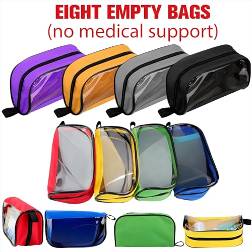 Oudain 8 Pcs First Aid Bag Empty 8 Colors First Aid Pouches Portable Medical Bag with Zipper and Transparent Window Medica...