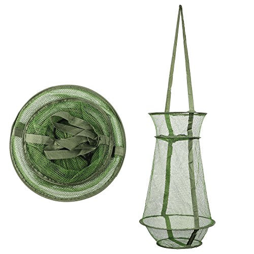 Collapsible Fish Basket Mesh Fish Trap Portable Fish Cage Foldable Fishing Keep Net for Keeping Fish Alive, Bait Storage C...