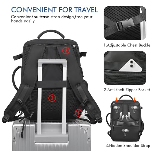 Beraliy Travel Backpack for Men Women, Large Carry On Backpack, Personal Item Bag Airline Approved, 17 inch Laptop Backpac...
