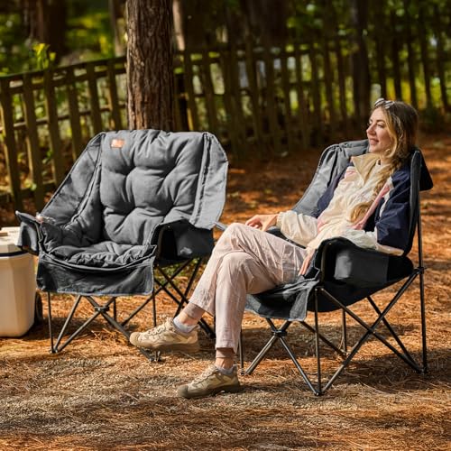 EVER ADVANCED 2 in 1 Camping Chair with Detachable Cushion, Mesh Chair for Adults Foldable, Oversized Heavy Duty Folding C...