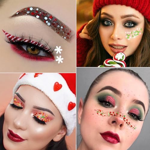 Christmas Body Glitter Gel SUPGIFT 4 Colors 8.5oz Holographic Chunky Mermaid Iridescent Laser Liquid Star Flower Leaf Sequ...