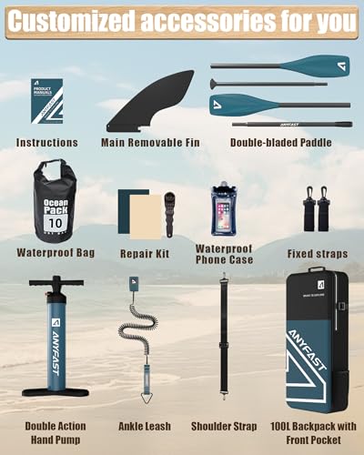 ANYFAST Inflatable Stand Up Paddle Boards - Extra Wide Fishing Paddleboard,Cool Design,Ultra Stable Standup SUP,5 Handles,...