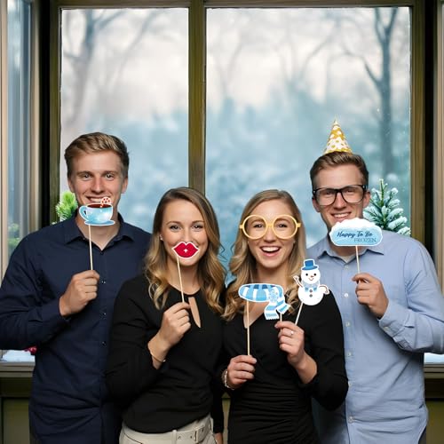 Winter Photo Booth Props 40 Pcs Snowflake Photo Booth Props Kit Large Photography Party Decor Holiday Winter Wonderland Pa...