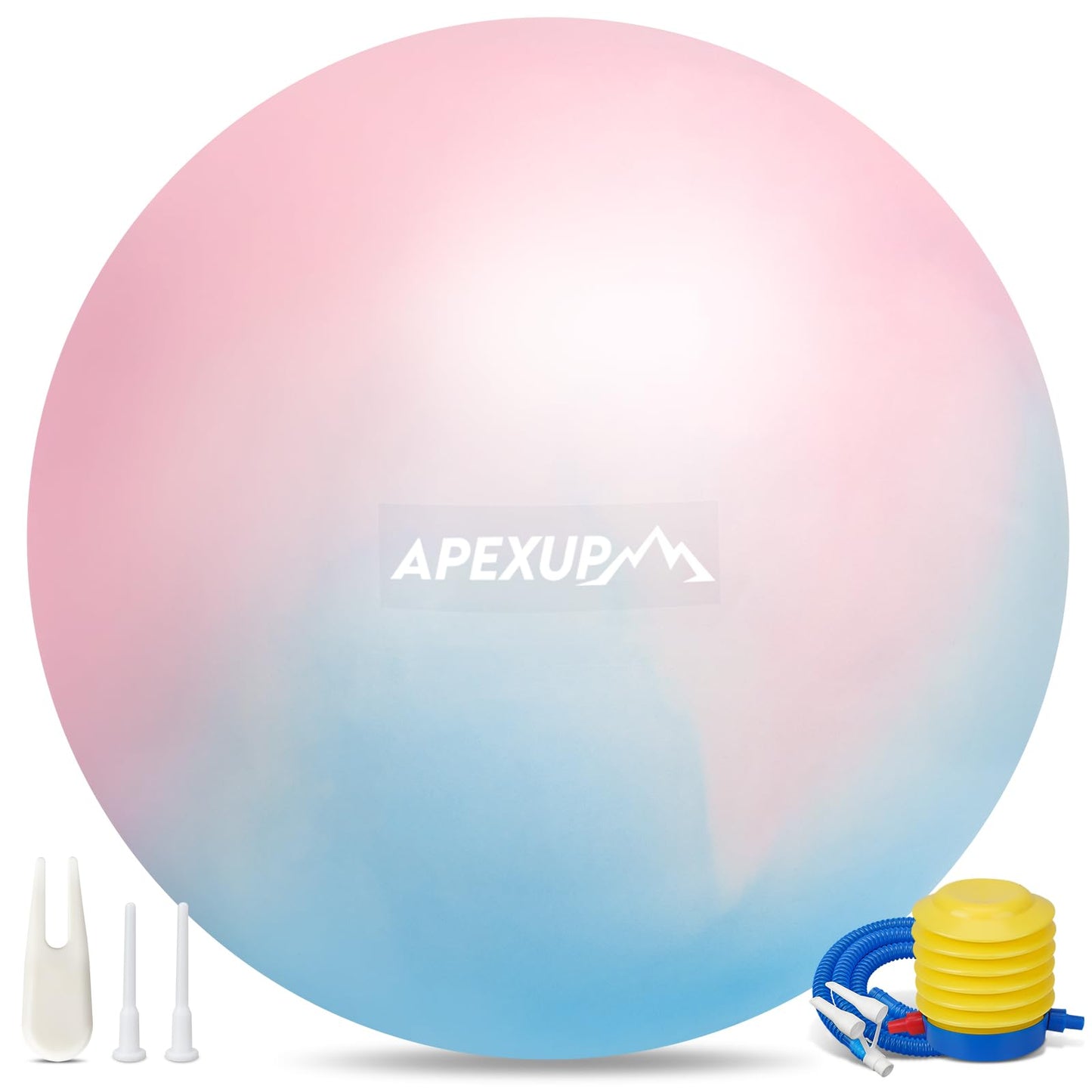 APEXUP Yoga Ball Exercise Ball, Heavy Duty Gym Ball for Fitness, Balance, Core Workout, Physical Therapy (S (15"~18") 45cm, Blue Pink)