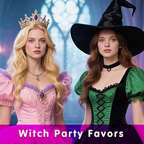MEICOLY Halloween Glitter Freckles Witch Tattoos,Elphaba Accessories Friendship Green Witch Pink Princess Stickers for Wic...