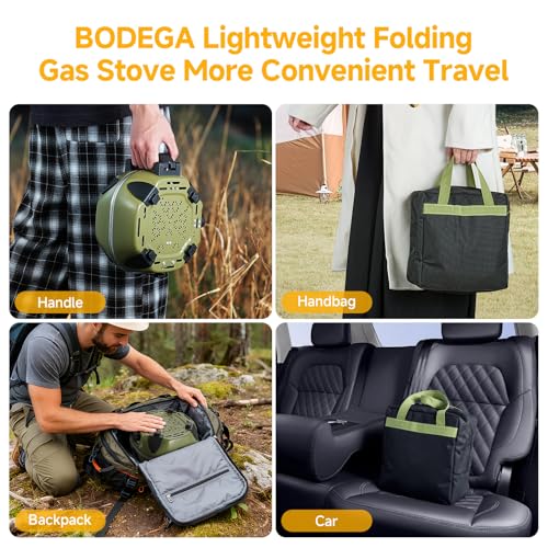 BODEGA 2 Burner Camping Stove, 20000 BTU Folding Propane Camp Stove with Adjustable Burners,Portable Dual Gas Stoves with ...
