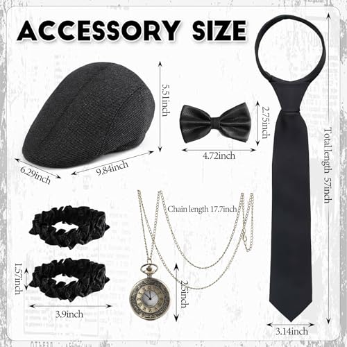 PARTTELY 1920s Mens Costume,Roaring 20s Costumes for Men,1920S Mens Outfit Accessories with Vest Hat Pocket Watch Tie Armband