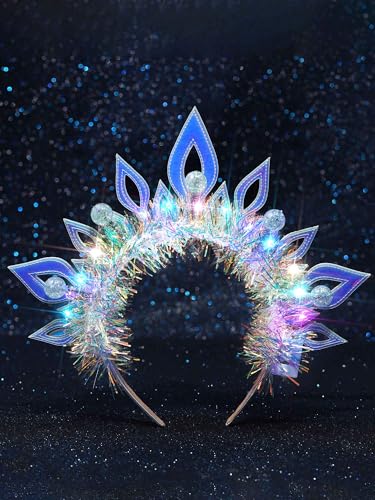 Woeoe Light Up Christmas Headband Costume Crown Headband Party Glow Xmas Hair Accessories for Women