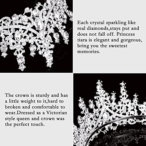 CURASA Silver Tiara and Crowns for Women Crystal Queen Crown, Wedding Tiaras for Bride Princess Crown Headpiece for Bridal...