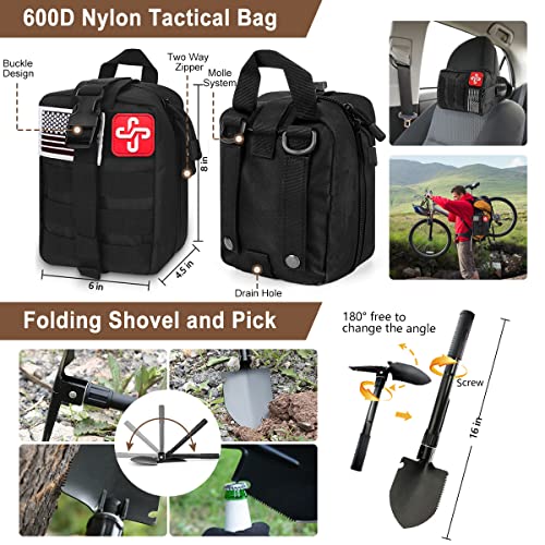 238Pcs Emergency Survival Kit and First Aid Kit, Professional Survival Gear Tool with Tactical Molle Pouch and Emergency T...