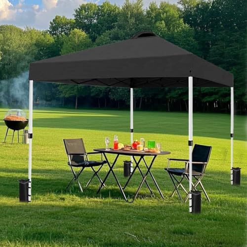 10x10 Heavy Duty Pop Up Canopy Tent, Easy Setup Instant Outdoor Canopy with Vented Top and Wheeled Bag, Bonus 8 Stakes and...