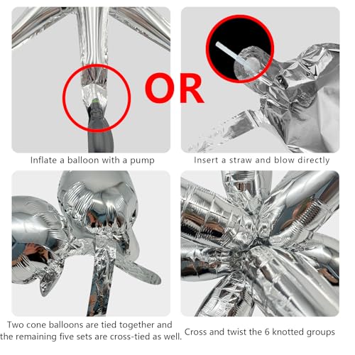 60Pcs Silver Star Balloons Birthday Decorations Explosion Mylar Balloons 12 Spike Balloon Large Foil Prom Balloon for Wedd...