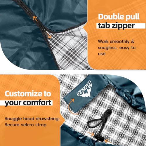 MEREZA Flannel Sleeping Bag for Adults XL, Large Wide Sleeping Bags for Camping Mens Warm Cotton Sleeping Bag 4 Season War...
