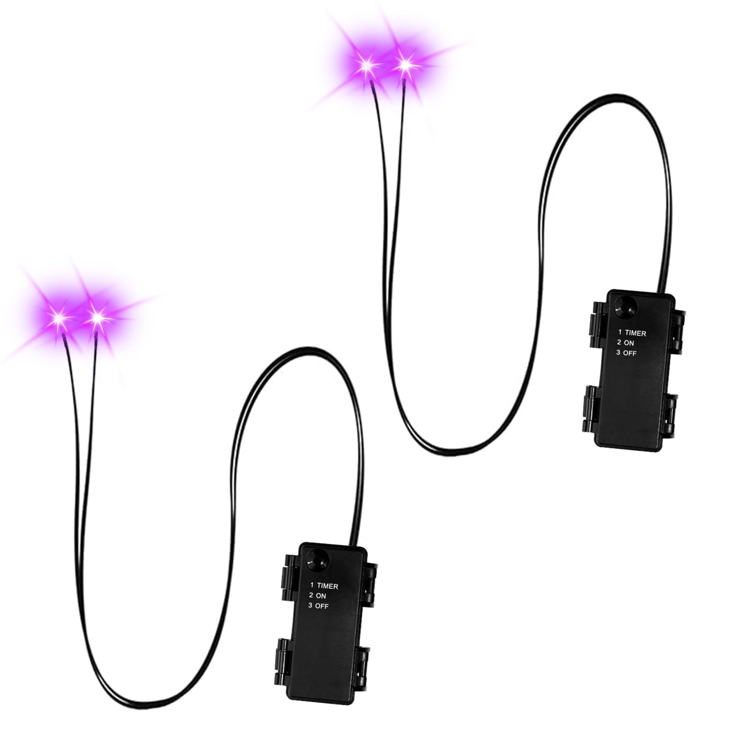 Halloween Led Glowing Eyes with Timer,2 Pcs Light Up Skeleton Eyes,Horror DIY Eyes for Masks,Pumpkins,Tombstones,and Props(Batteries Not Included) (Purple)