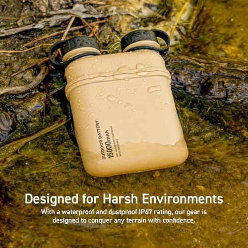 ELECOM NESTOUT Rugged Power Bank, 15000mAh Outdoor Charger, 32W USB C Fast Charging PD, Waterproof IP67, Heavy Duty Shockp...
