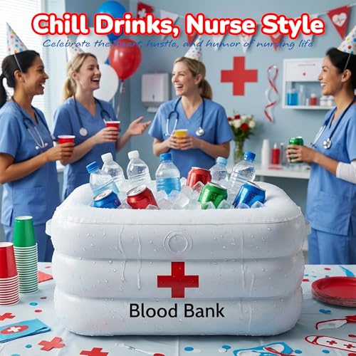 ArtCreativity Inflatable Blood Bank Cooler - Hospital-Themed Drink & Snack Holder, Nurse Graduation Party Decorations, Hal...