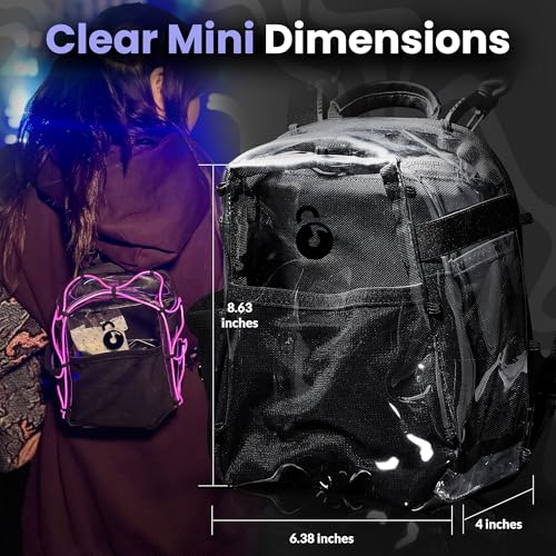 Lunchbox Clear Mini Pack – Anti Theft Clear Backpack for a Seamless Security Experience - Locking Zipper Clips Keep Items ...