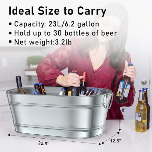 Ice Bucket - Beverage Tub Beer Ice Buckets for Parties- 6.2 Gallon (23 L)- Champagne and Wine Buckets with Handles - Cheer...