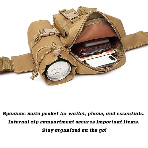 Piscorush Tactical Waist Pack with Water Bottle Holder Versatile and Waterproof Military Fanny Pack Utility Belt for Outdo...