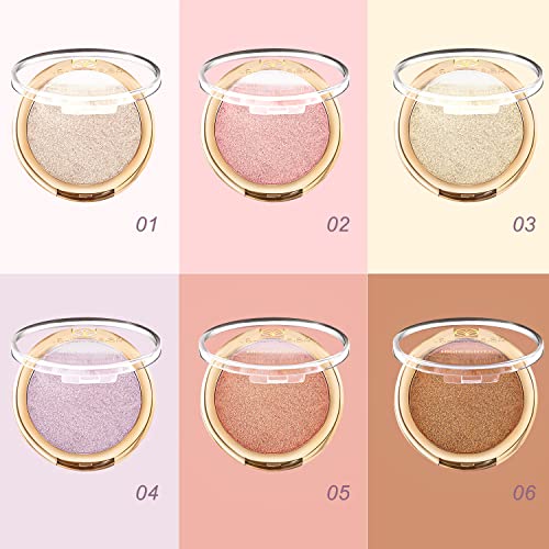 YOUNG VISION Pressed Powder Highlighter, Baked Natural Glow Contour Powder & Face Highlighter, Cruelty-Free, Shimmer Highl...