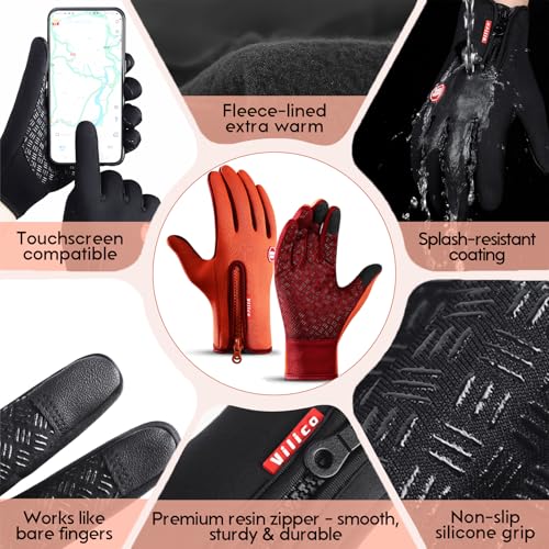 Insulated Thermal Winter Gloves with Touchscreen Compatibility - Waterproof Design for Outdoor Sports