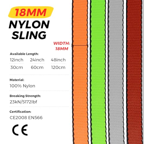 VFKENA 18MM Nylon Climbing Sling Runner 23KN CE2008/EN566 Strong Webbing Straps for Rock Climbing,Mountaineering, Rappelli...