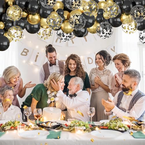 Lukiituke Black and Gold Balloons,75PCS Gold and Black Balloons,12in and 5in New Year Party Balloons for Birthday, New Yea...