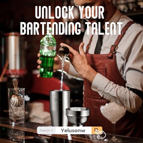 Yelusonw 26-Piece Cocktail Shaker Set - Bartender Kit with Stand, Shakers for Cocktail with All Shakers Bartending Bar Too...