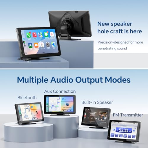 Haudio Portable Wireless Carplay Car Stereo, 7" HD Touchscreen for Car with Apple CarPlay & Android Auto with Backup Camer...