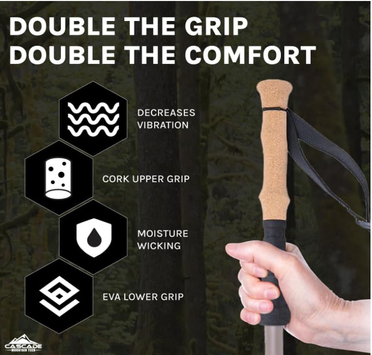 CASCADE Trekking Poles Ultra Light 100% Carbon Fiber Trekking, Walking, and Hiking Poles - Ultra Light, Ultra Durable, Qui...