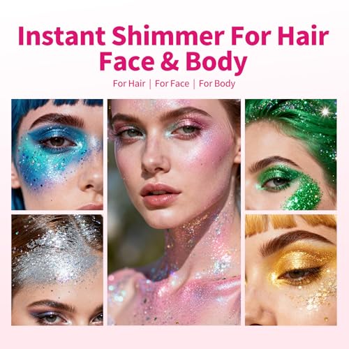SEVICH Glitter Stick Blue for Face Body Hair,Skin Safe Waterproof Sparkle with No Glue Needed,Easy to Apply and Remove for...