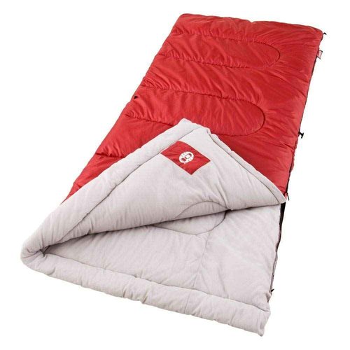 Coleman Palmetto Cool-Weather Sleeping Bag, 30°F Lightweight Camping Sleeping Bag for Adults, No-Snag Zipper with Stuff Sack Included and Coleman Broadband Mesh Quad Camping Chair, Cooling Mesh Back with Cup Holder, Adjustable Arm Heights, & Carry Bag; Su