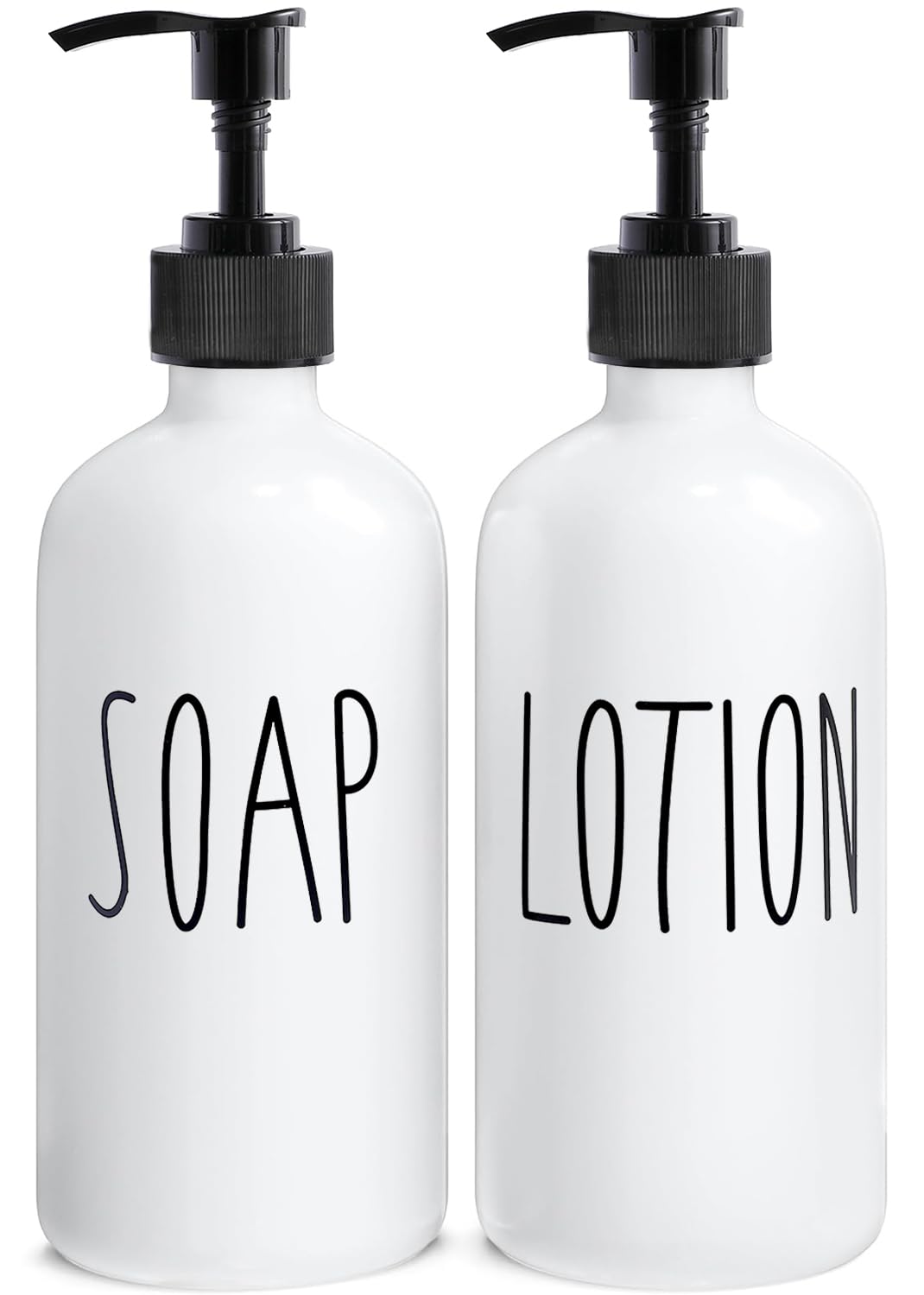 MOMEEMO Matte Black Soap Dispenser Bathroom Set, Contains Lotion and Hand Soap Dispenser, Suitable for Bathroom Decor Farmhouse Style. (Black)