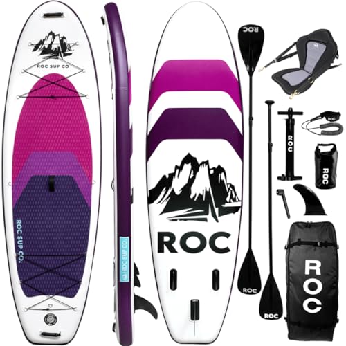 Roc Inflatable Stand Up Paddle Board 10' 6" with Premium SUP Paddle Board Accessories, Wide Stable Design, Non-Slip Comfor...