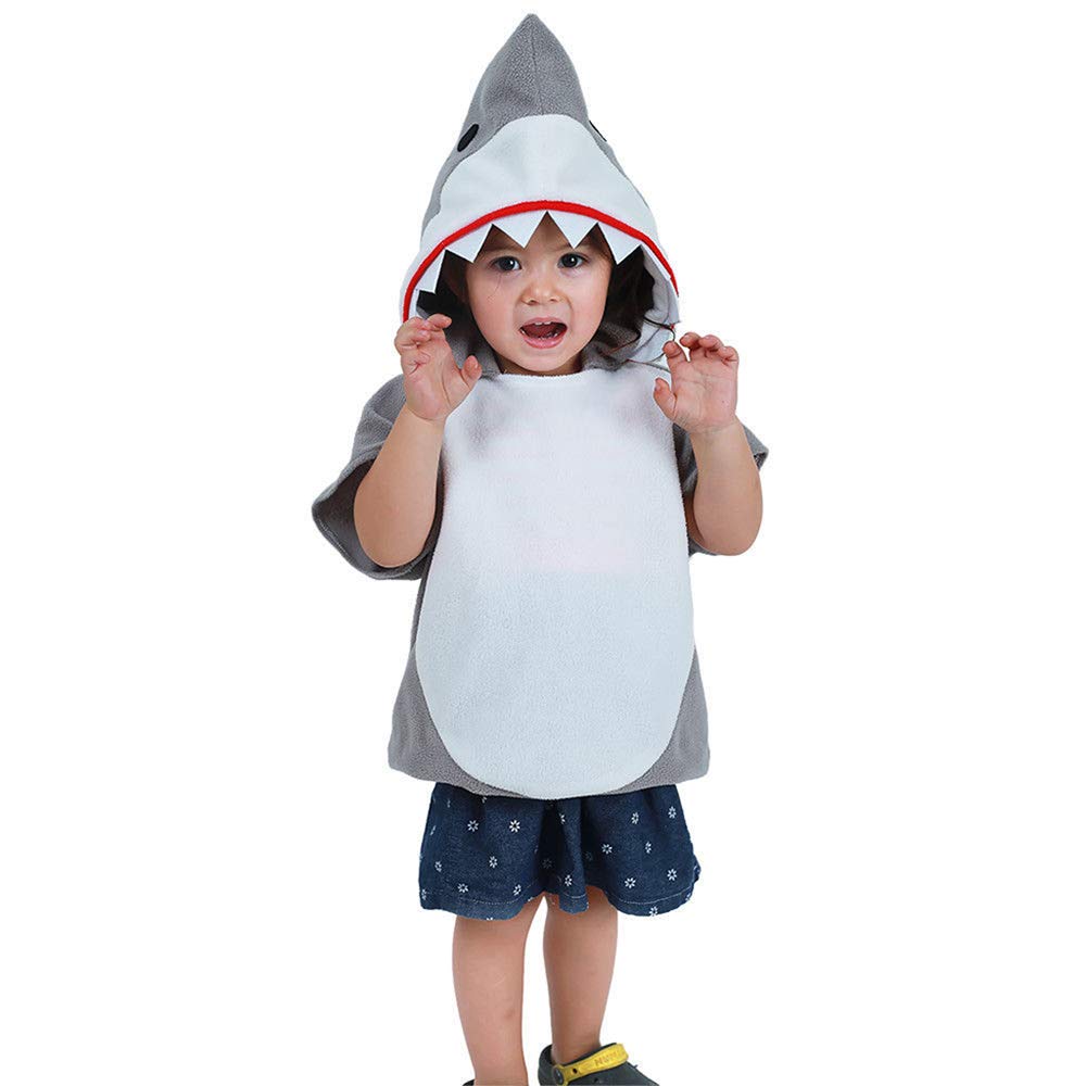 EraSpooky Shark Short Hoodie for Kids Boys Toddler Shark Costume Halloween Animal Outfit Short Sleeve