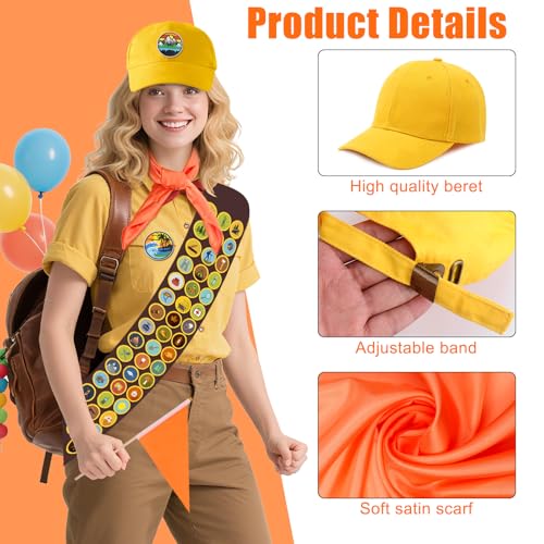 Dreamtop Scout Costume Set, Explorer Costume Accessories with Adventure Sash Patches Hat Neckerchief Flags for Adults Men ...