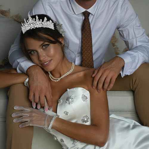 CURASA Silver Tiara and Crowns for Women Crystal Queen Crown, Wedding Tiaras for Bride Princess Crown for Little Girls Headpiece for Bridal Birthday Party Prom Halloween Pageant