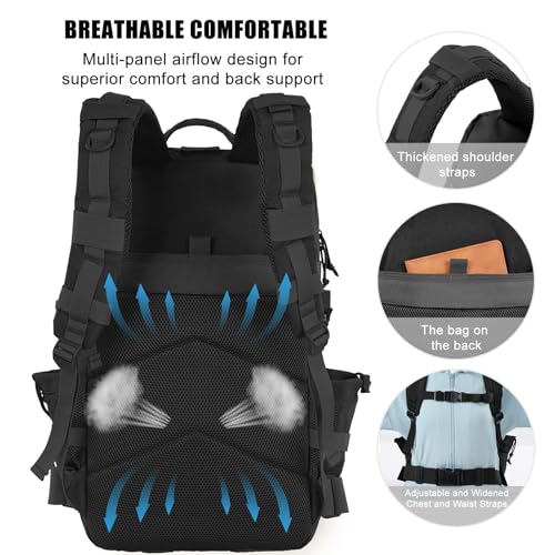 kookoomia 50L Military Tactical Backpack Large Day Backpack for Men Molle Army 3 Days Assault Pack Bug Out Bag Water Resis...